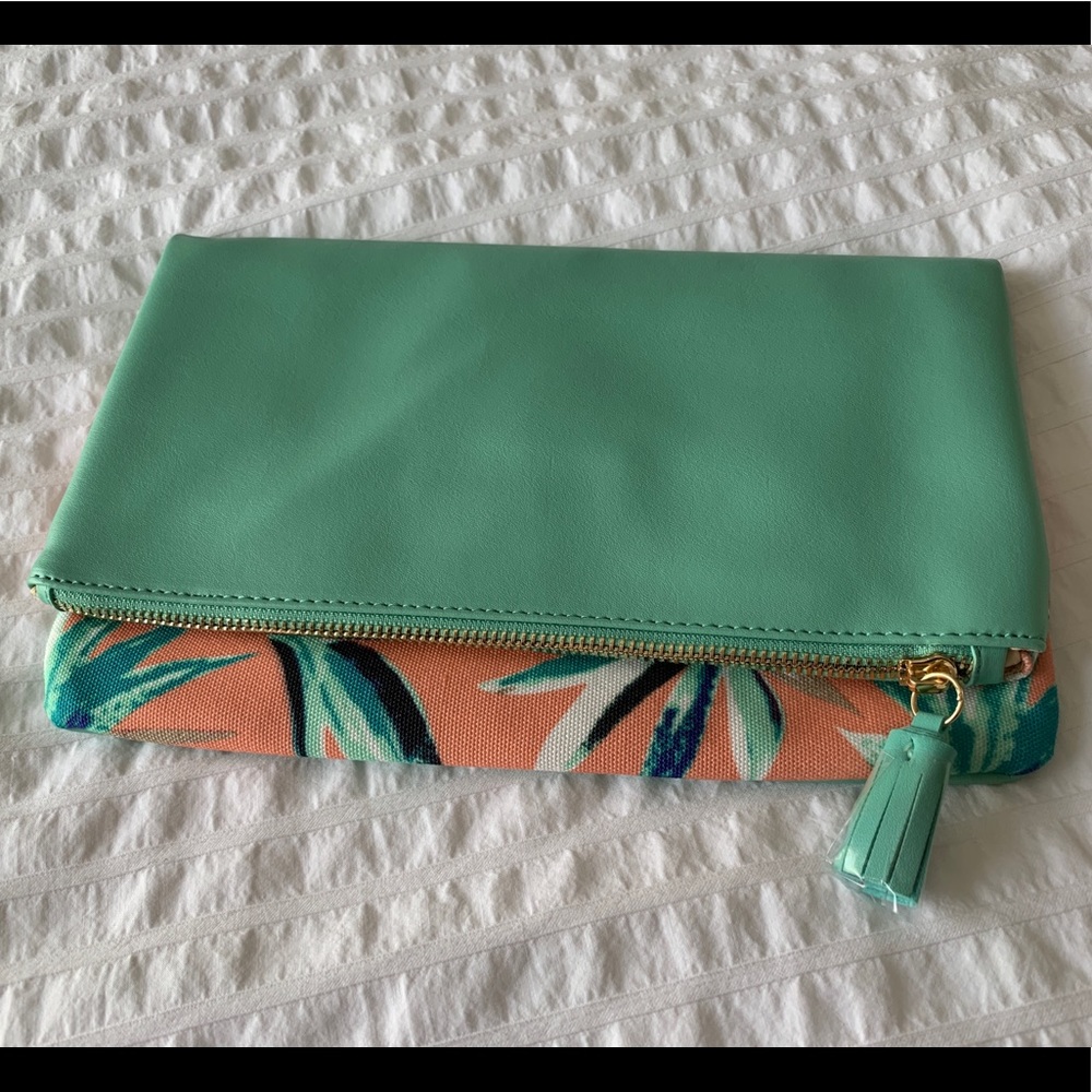 Rachel Pally reversible clutch (Mint Green/Coral)